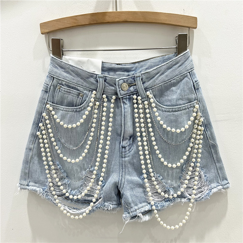 Distressed Jean Rip - Ripped Holes Distressed Jean Denim Shorts