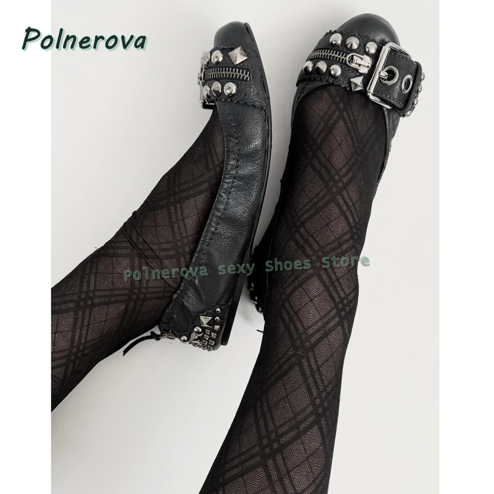 Street Fashion For 2026 - Rivet Belt Buckle Mary Jane Shoes