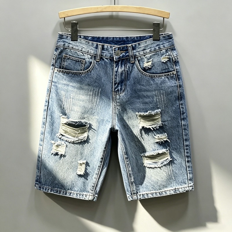 Men Korean Style Distressed De - Distressed Jean Rip 评论和价格