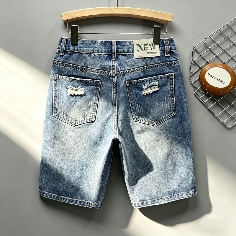 Men Korean Style Distressed De - Distressed Jean Rip 评论和价格
