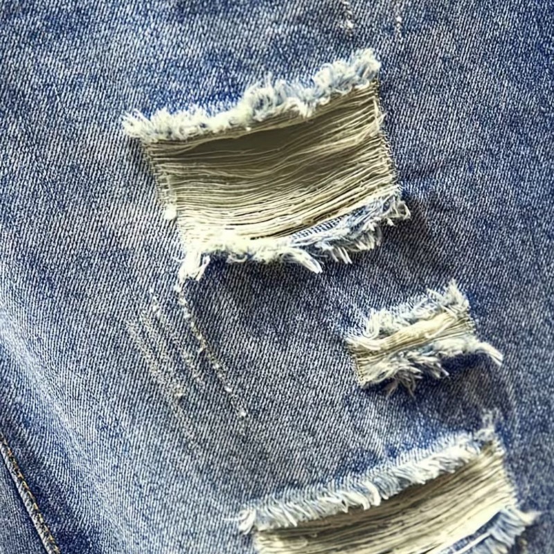 Men Korean Style Distressed De - Distressed Jean Rip 评论和价格