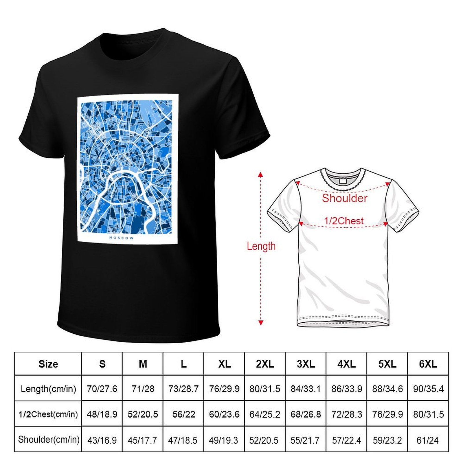 Moscow City Street Map T-Shirt - Street Fashion Moscow 评论和价格