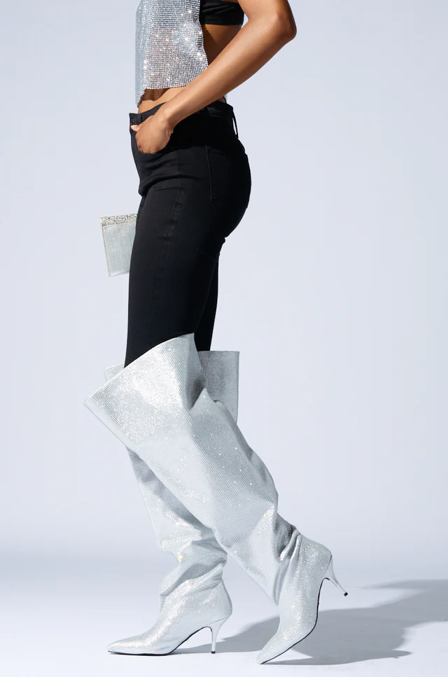 2026 Knee High Silver Crystal  - Street Fashion Rome 2026 评论和价格