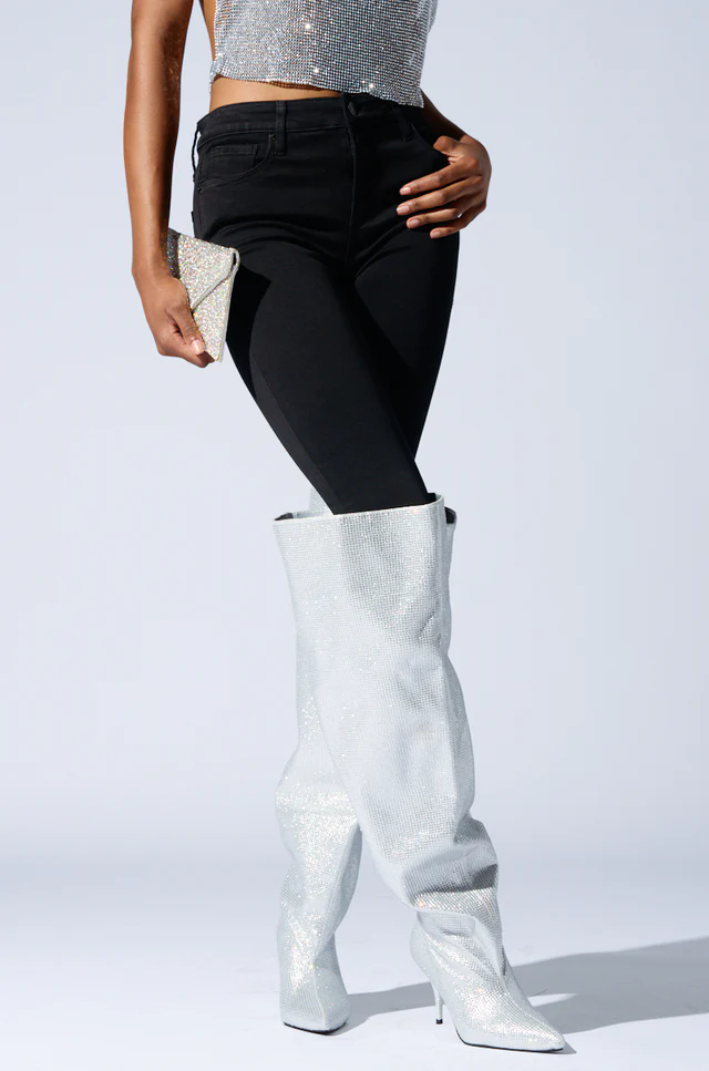 2026 Knee High Silver Crystal  - Street Fashion Rome 2026 评论和价格