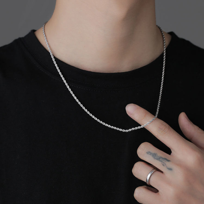 Men Polished Thin Twist Rope C - Street Fashion Guys 评论和价格