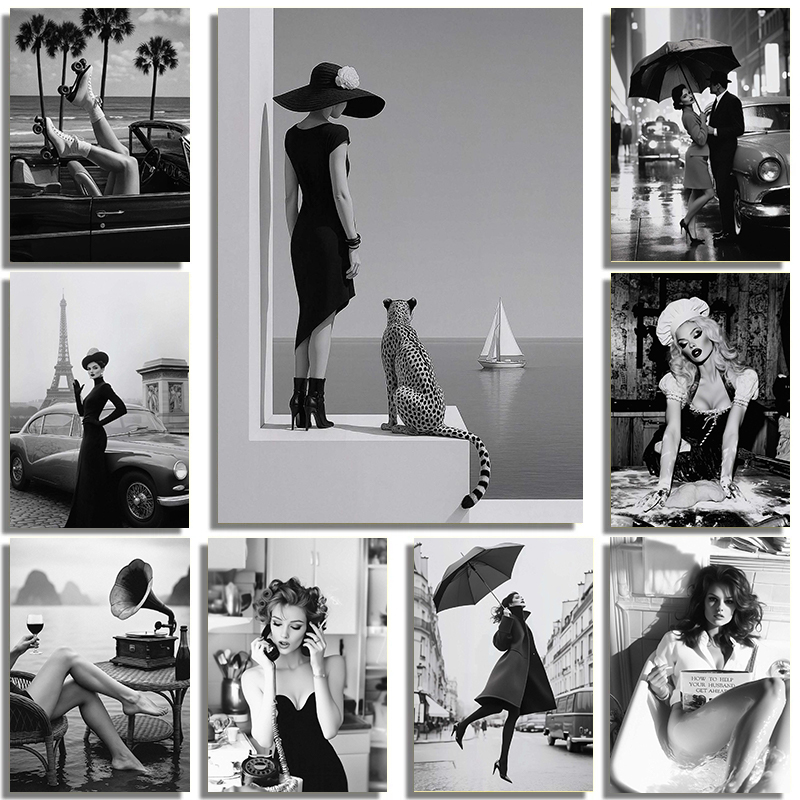 Black And White Fashion Street - Street Fashion Poster 评论和价格