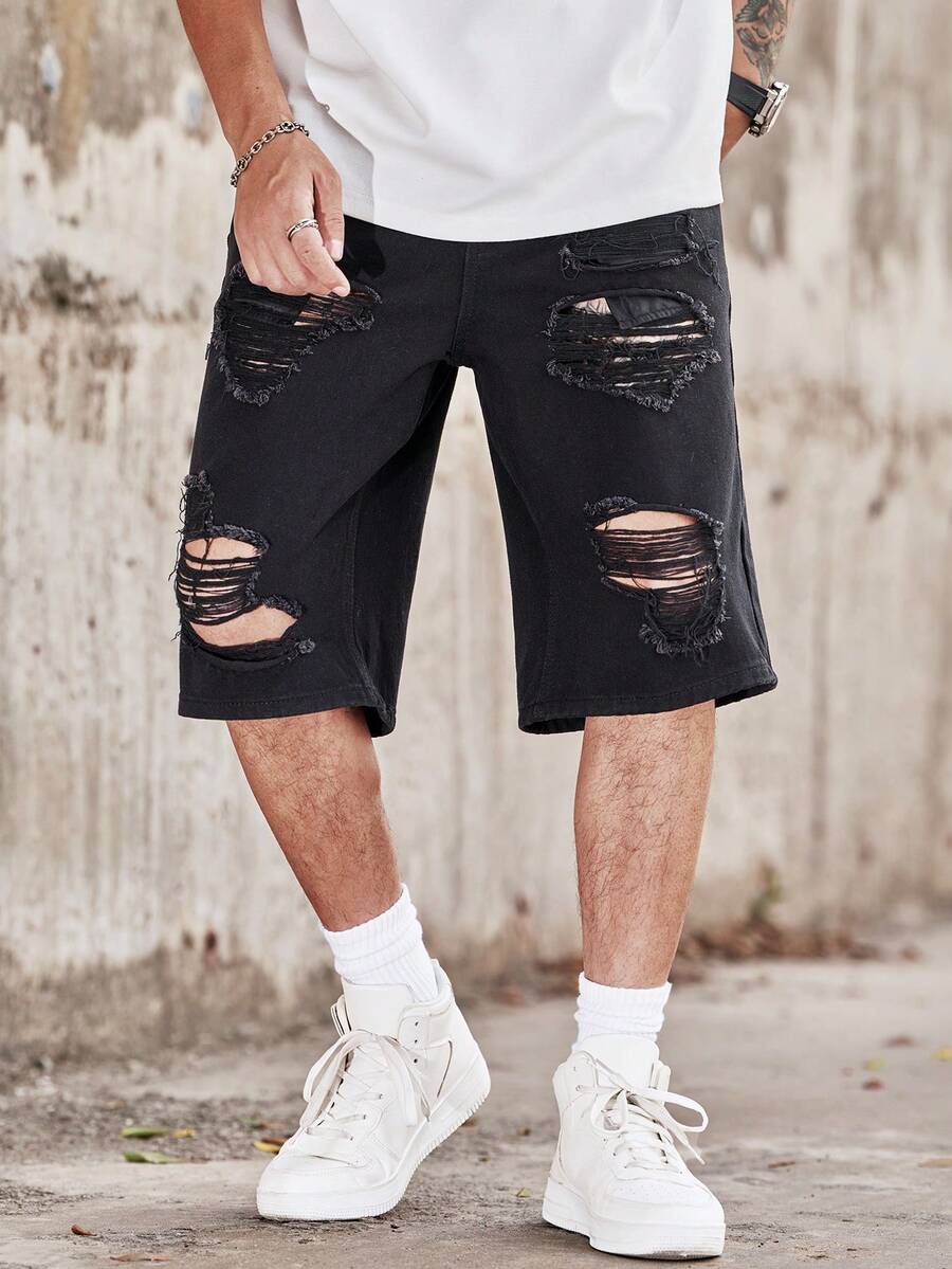 Manfinity Homme Men's Casual D - Distressed Jean Rip 评论和价格