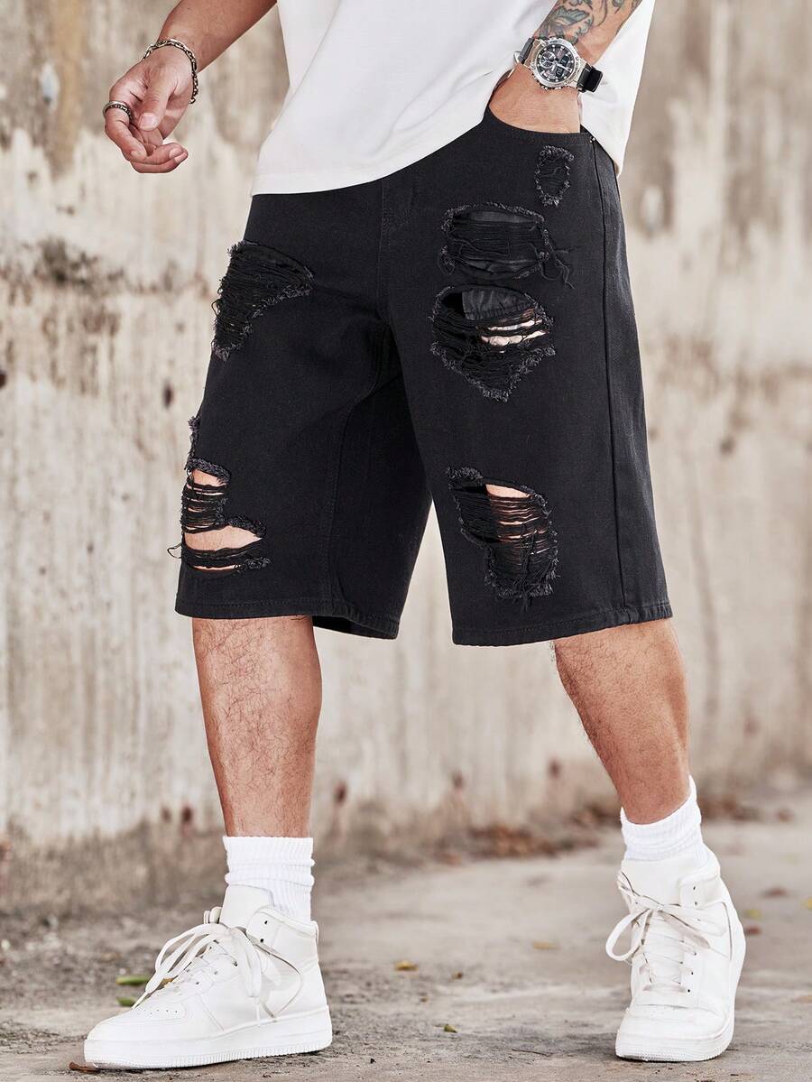 Manfinity Homme Men's Casual D - Distressed Jean Rip 评论和价格