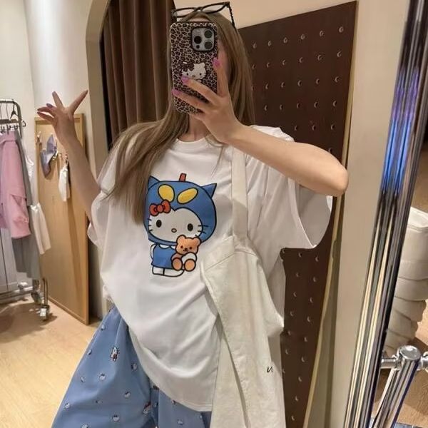 Short Sleeved Hello Kitty Prin - Street Fashion Jersey 评论和价格