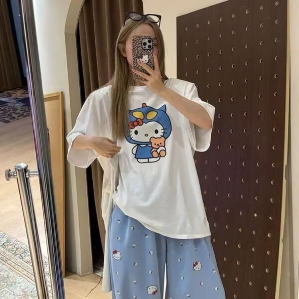 Short Sleeved Hello Kitty Prin - Street Fashion Jersey 评论和价格