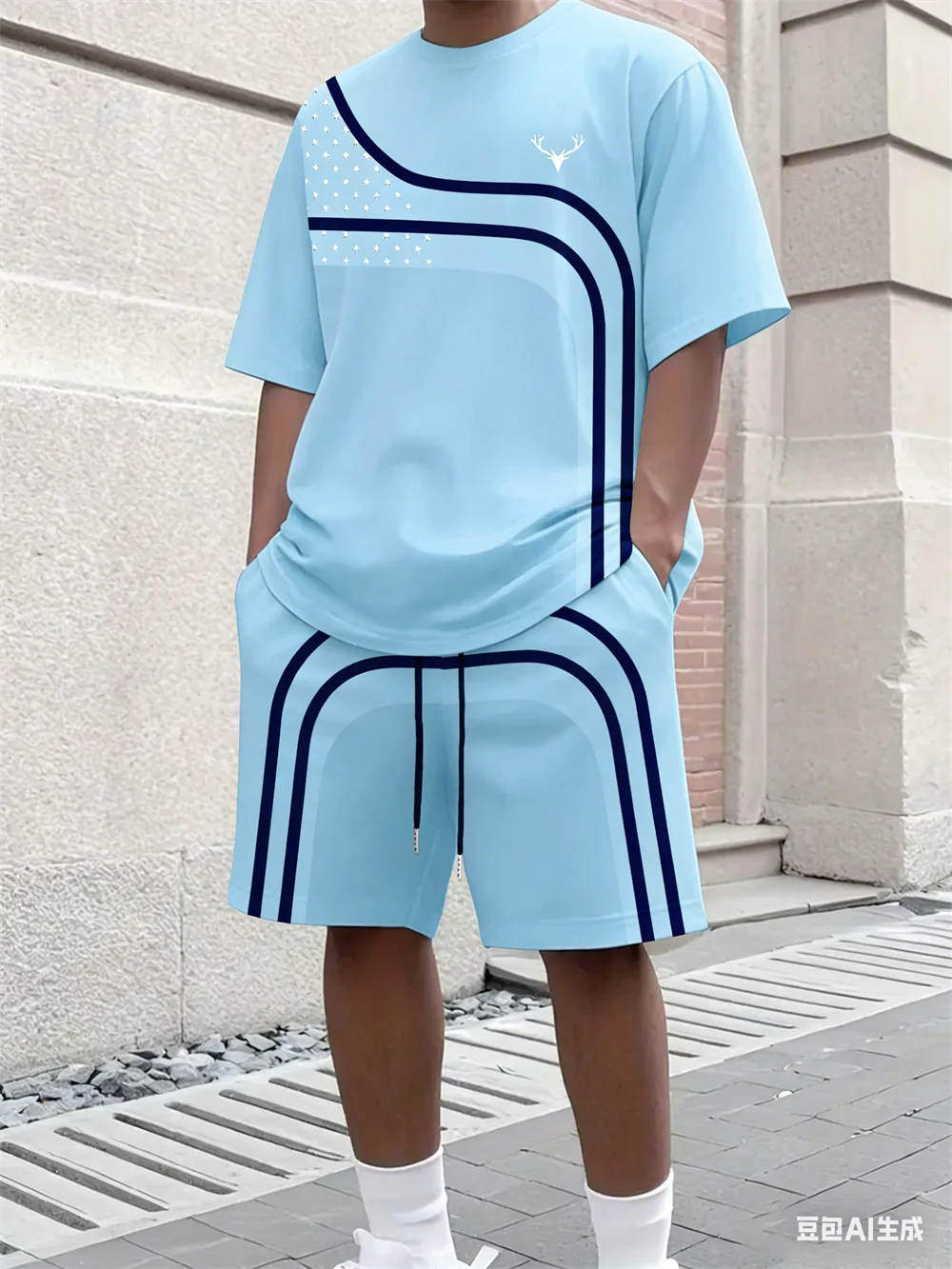 Fashion Summer Men's Stripe Pr - Street Fashion Clothing 评论和价格