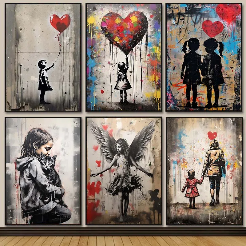 Banksy Graffiti Boy Girl with  - Street Fashion Poster 评论和价格