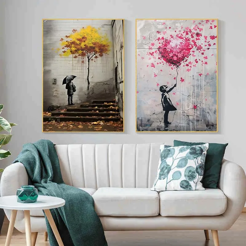 Banksy Graffiti Boy Girl with  - Street Fashion Poster 评论和价格