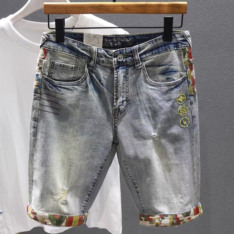 Man Denim Shorts Selvedge Mult - Distressed Jean Rip 评论和价格