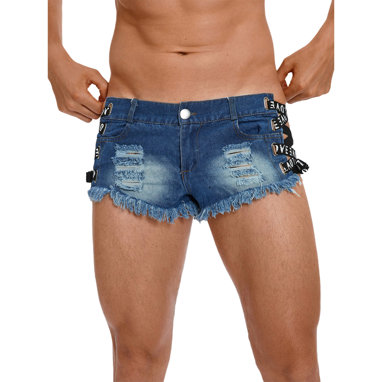 Mens Distressed Ripped Mini De - Distressed Jean Rip 评论和价格